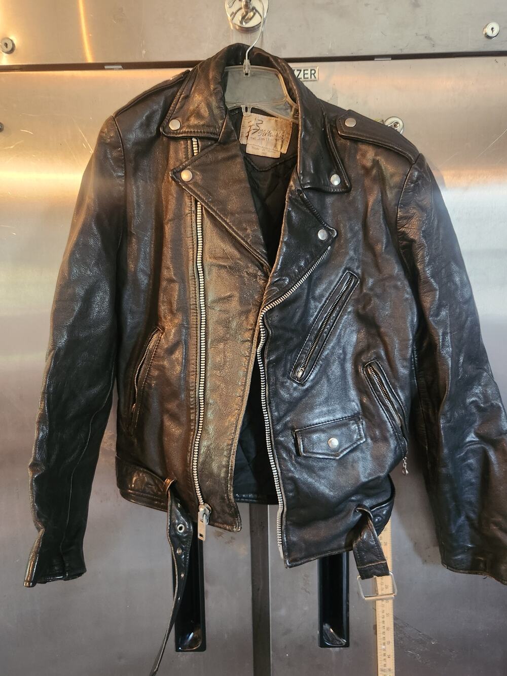 Berman's The Leather Experts Black Leather Motorcycle Jacket 36L